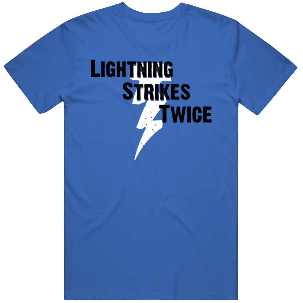 theBigGuavaTshirts Lightning Strikes Twice Tampa Bay Back to Back Hockey Fan V2 T Shirt Long Sleeve / Royal Blue / 3 X-Large
