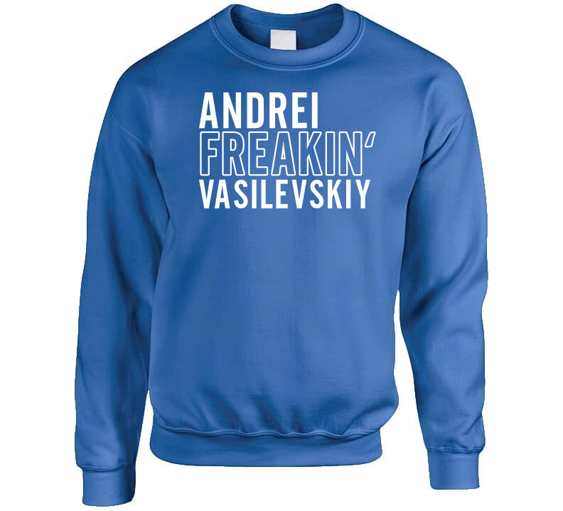 theBigGuavaTshirts Andrei Vasilevskiy Freakin Tampa Bay Hockey Fan T Shirt Ladies / Royal Blue / Large